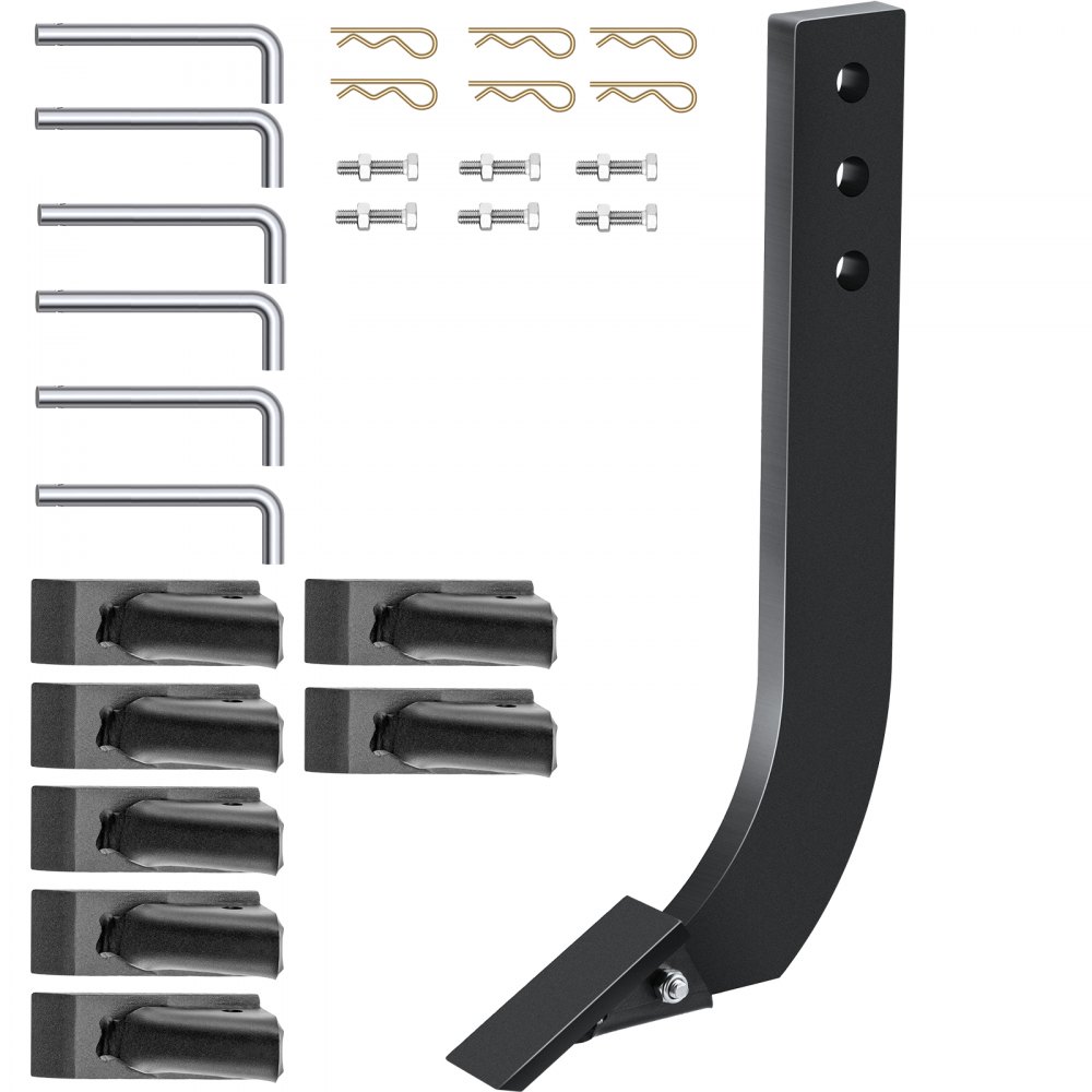 VEVOR 6pcs Box Blade Shank, 16'' Scarifier Shank, 3 Holes Box Scraper Shank, Ripper Shank with Removable Tapered Teeth and Pins, Adjustable Shanks Assembly for Replacement, Digging, Plowing - LT3KHS6ZZ00000001V0