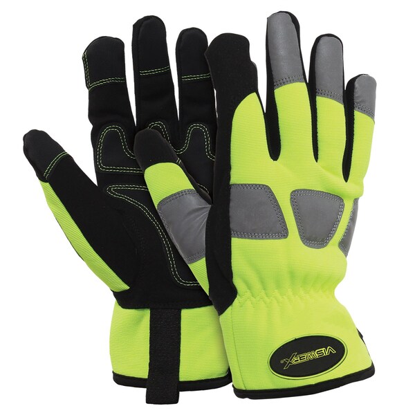 Guante mecánico Viswerx Hi-Vis con muñequera elástica y puño abierto en tamaño grande - 127-11032