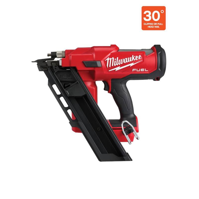 Milwaukee M18 FUEL 3-1/2 in. 18-Volt 30 grados de Litio-Ion sin escobillas clavadora inalámbrica con clavadora de 3.5 in. 21-DG, dos baterías de 6Ah HO - 2745-20-2744-20-48-11-1862.