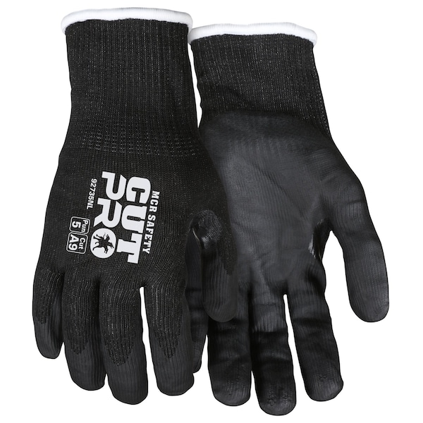 Guantes recubiertos resistentes al corte Mcr Safety, Nivel de corte A9, negro, L - 92735KNL.