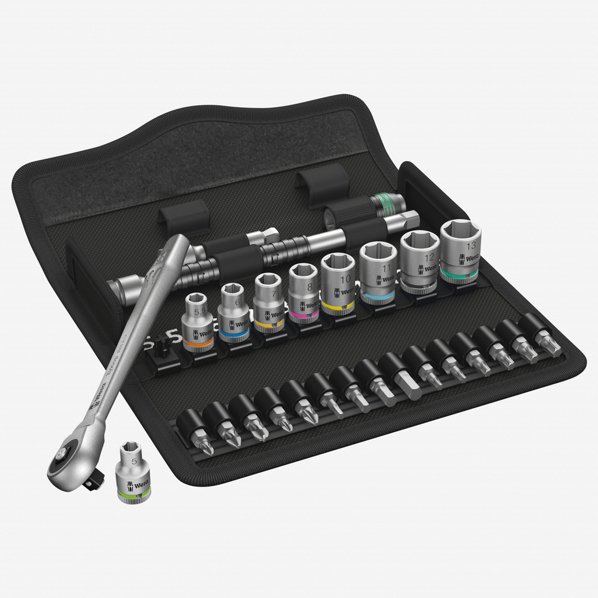 Wera 004017 Zyklop Metal Ratchet 1/4" Drive with Push-Through Square Metric Set