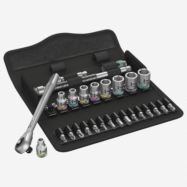 Wera 004017 Zyklop Metal Ratchet 1/4" Drive with Push-Through Square Metric Set