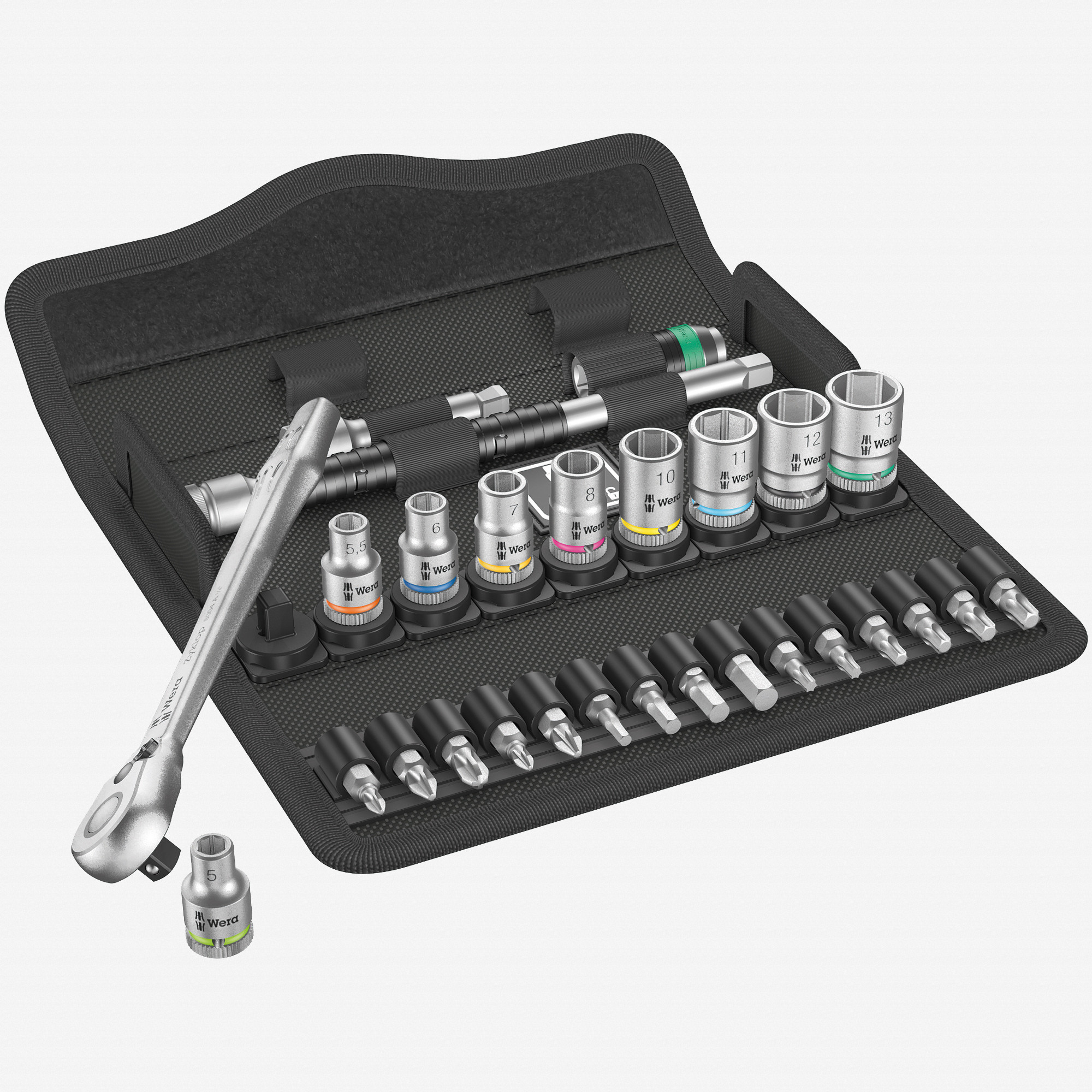 Wera 004018 Zyklop Metal Ratchet 1/4" Drive with Switch Lever Metric Set