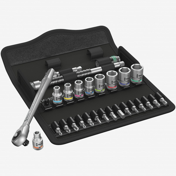 Wera 004020 Zyklop Metal Ratchet 1/4" Drive with Push-Through Square SAE Set