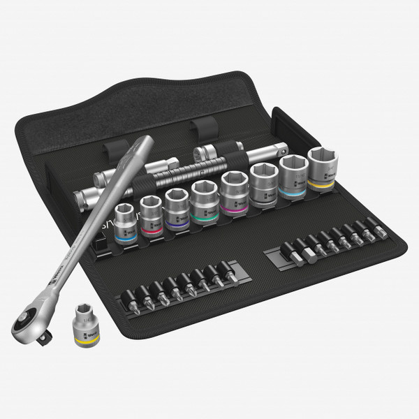Wera 004050 Zyklop Metal Ratchet 3/8" Drive with Push-Through Square SAE Set