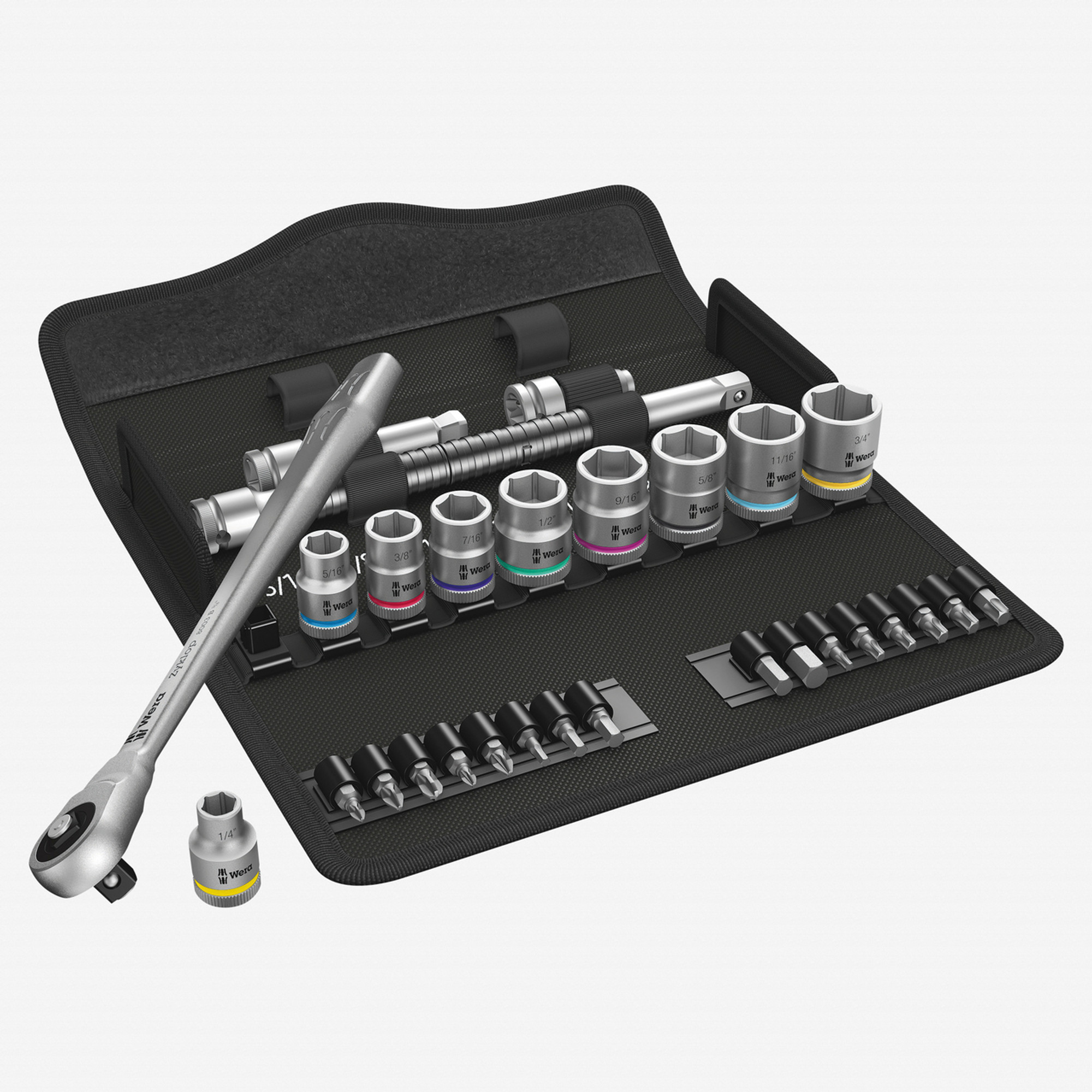 Wera 004050 Zyklop Metal Ratchet 3/8" Drive with Push-Through Square SAE Set