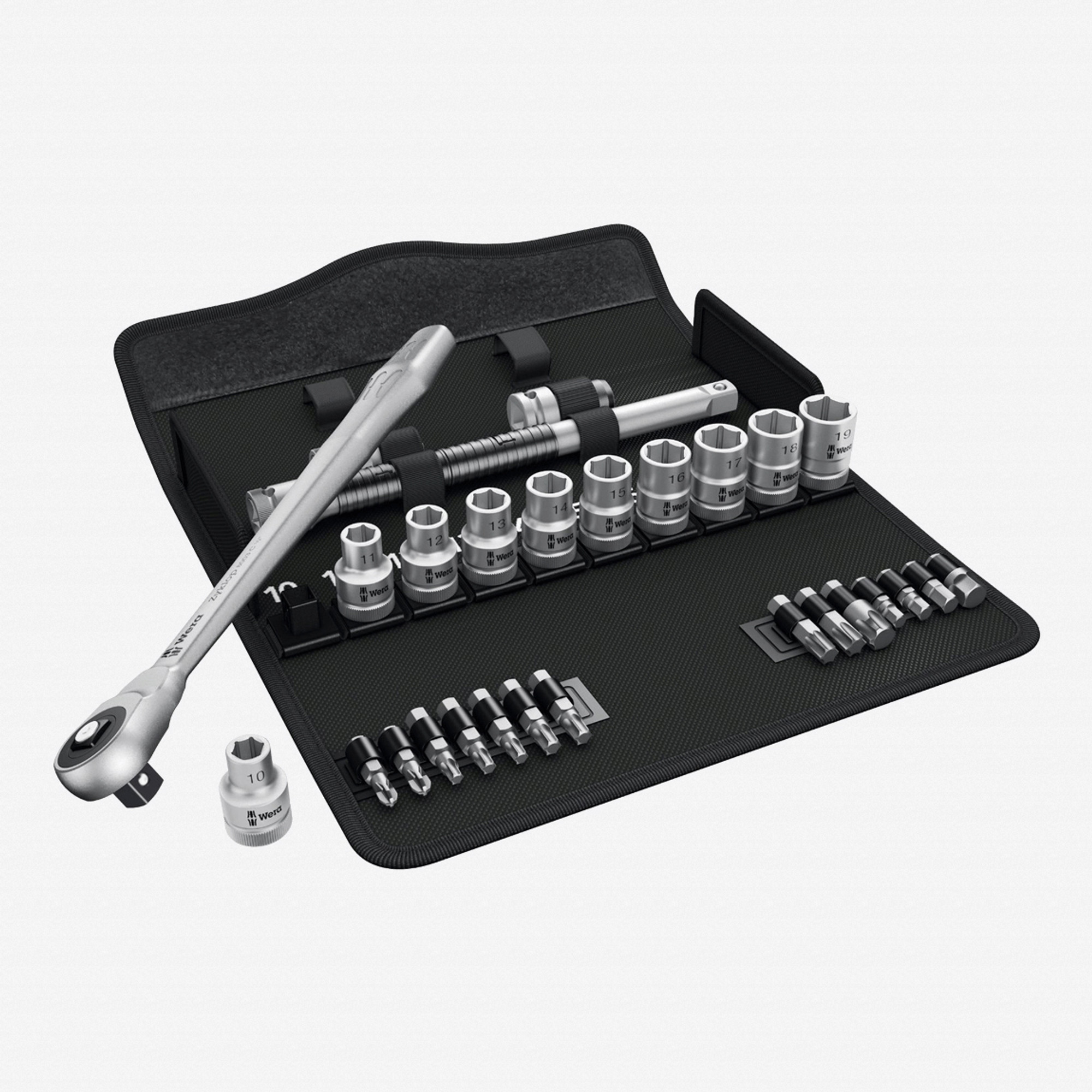 Wera 004077 Zyklop Metal Ratchet 1/2" Drive with Push-Through Square Metric Set