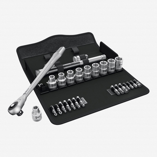 Wera 004077 Zyklop Metal Ratchet 1/2" Drive with Push-Through Square Metric Set