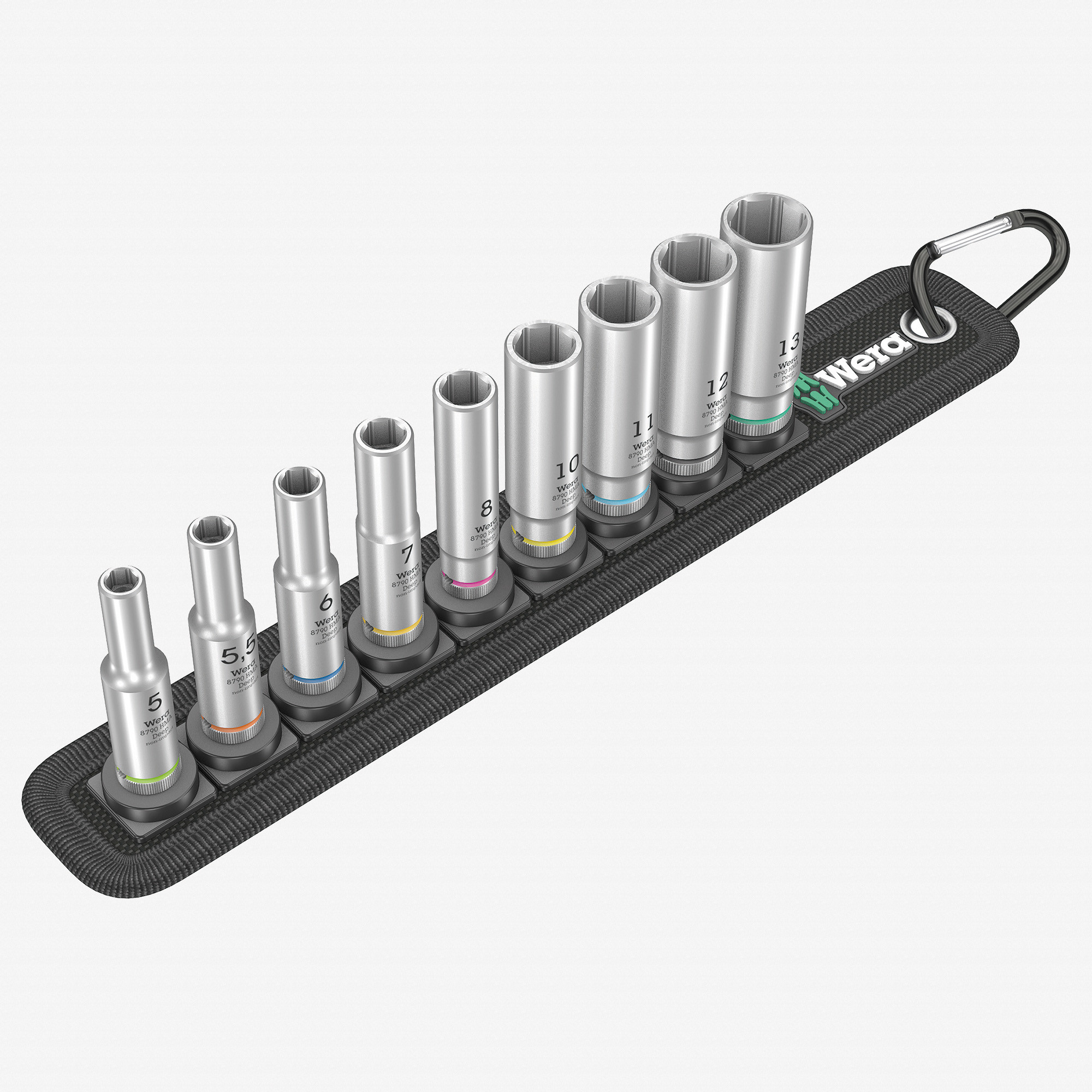 Wera 004525 Belt A 1/4" Deep Metric Socket Set on Belt, 9 Pieces