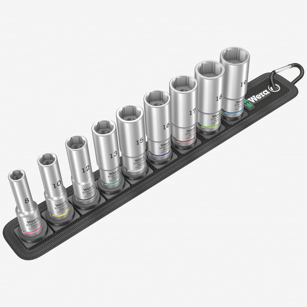Wera 004545 Belt B 3/8" Deep Metric Socket Set on Belt, 9 Pieces
