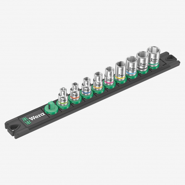 Wera 005400 Metric 1/4" Drive Zyklop Socket Set with Magnetic Holder, 9 Pieces