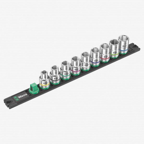 Wera 005480 SAE 1/2" Drive Zyklop Socket Set with Magnetic Holder, 9 Pieces