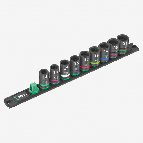 Wera 005490 Metric 1/2" Drive Impact Socket Set with Magnetic Holder, 9 Pieces