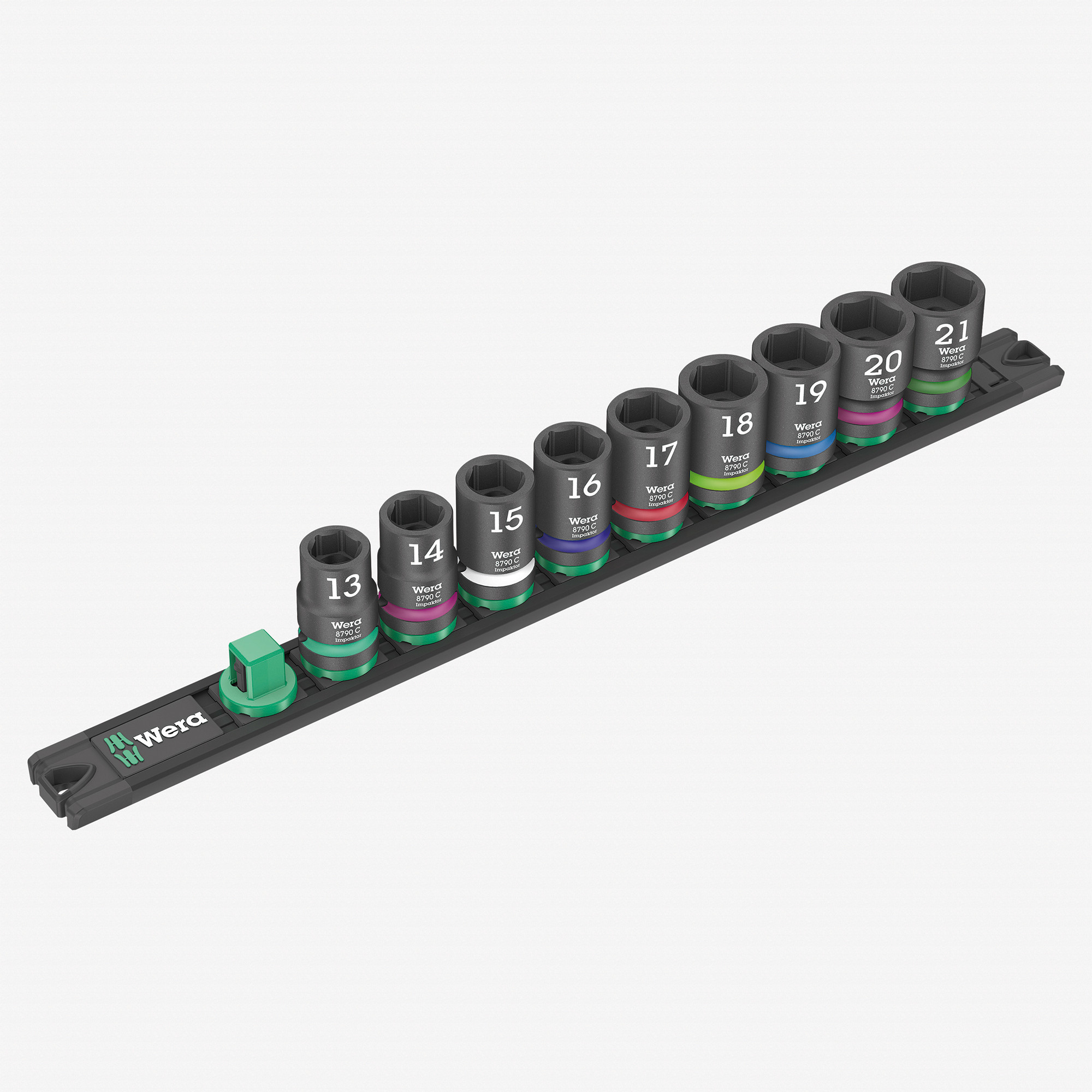 Wera 005490 Metric 1/2" Drive Impact Socket Set with Magnetic Holder, 9 Pieces