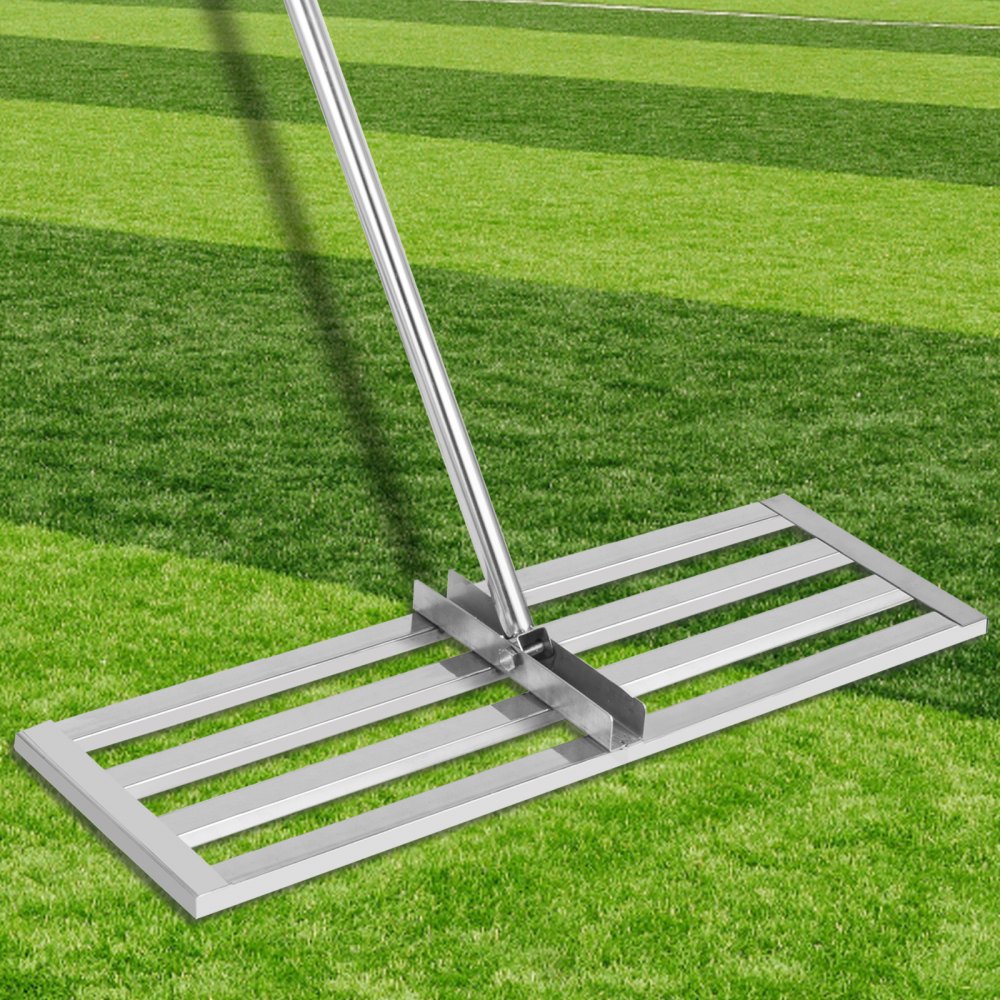 VEVOR Lawn Leveler Tool 17 x 10 in, Lawn Leveling Rake with 77 in Long Handle, Soil Leveling Tool Stainless Steel, Leveling Soil Dirt or Sand Ground Surface for Yard Garden Ground and Golf Lawn - CDZPQ17X10YC00001V0