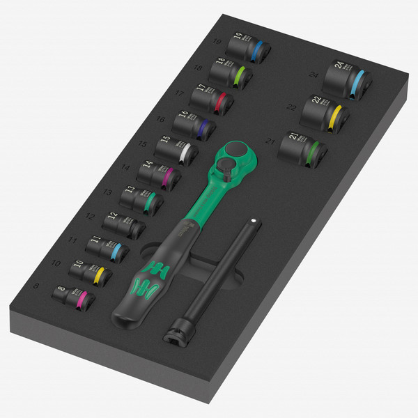 Wera 150114 Foam Insert 8010 B Zyklop Comfort Ratchet Set 1, 3/8" Drive, 16 Pieces