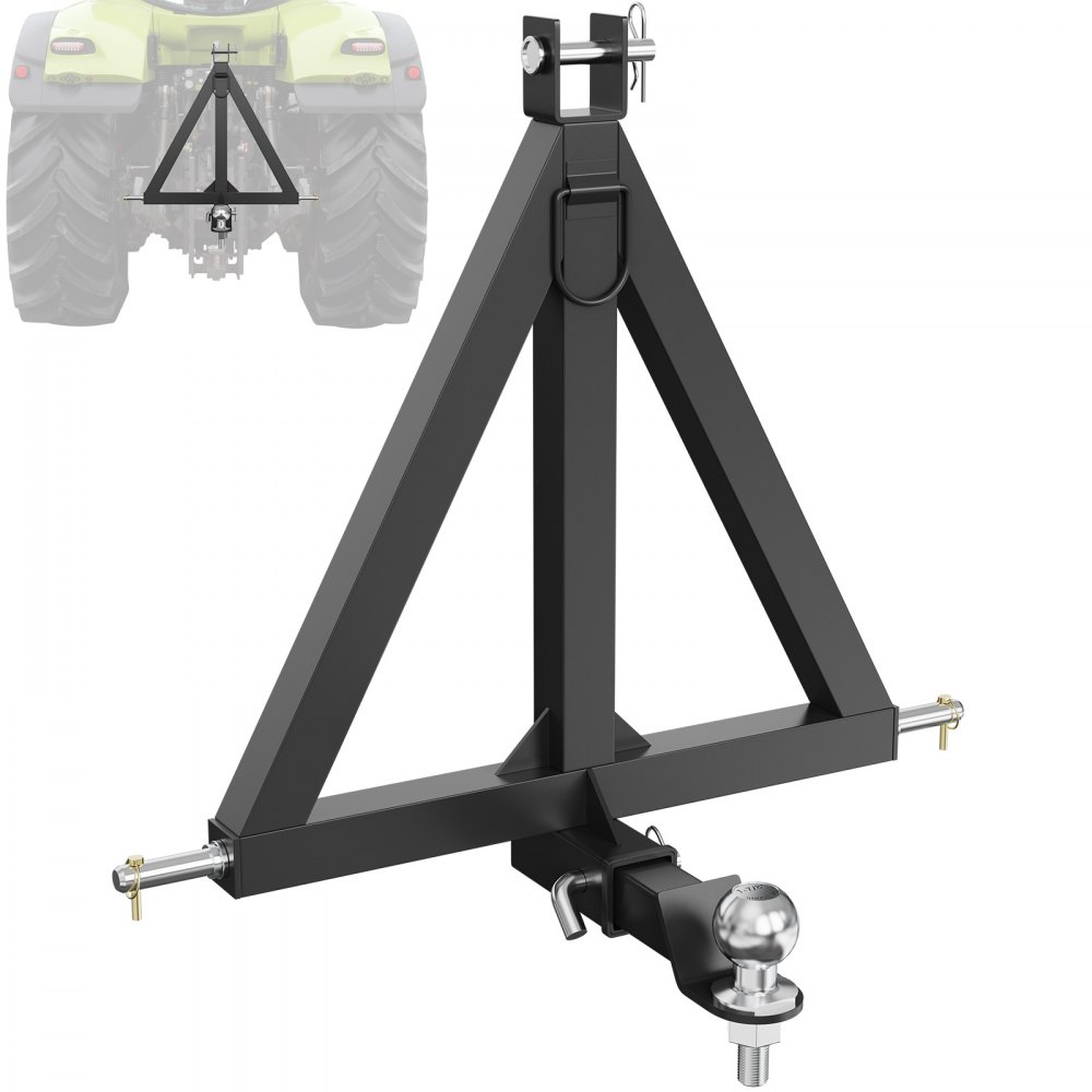 VEVOR 3 Point Hitch Receiver, 2" Receiver Trailer Hitch Category 1 Tractor Tow Drawbar Adapter with Pins, Compatible with Kubota, Mahindra, Yanmar, Ford, John Deere, Massey Ferguson - SJXTJ2524YCSOXEDLV0