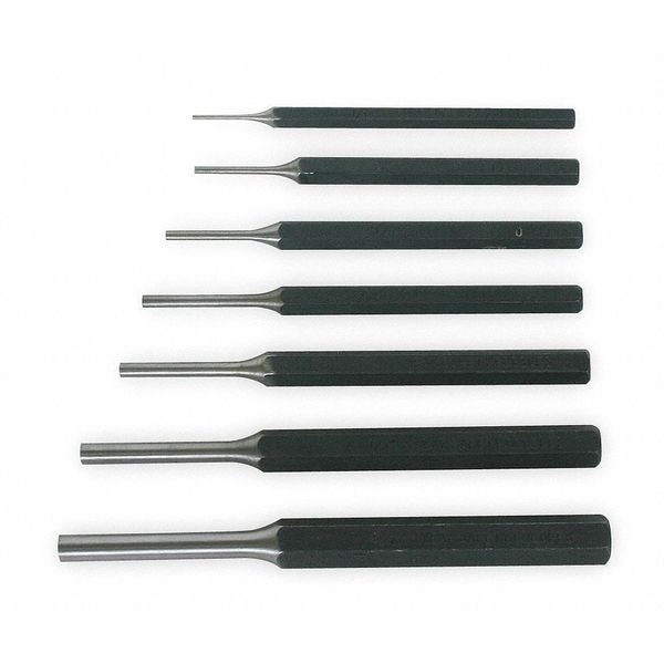 Westward Pin Punch Set, 1/16 To 5/16 In, 7 Pc - 2AJA8