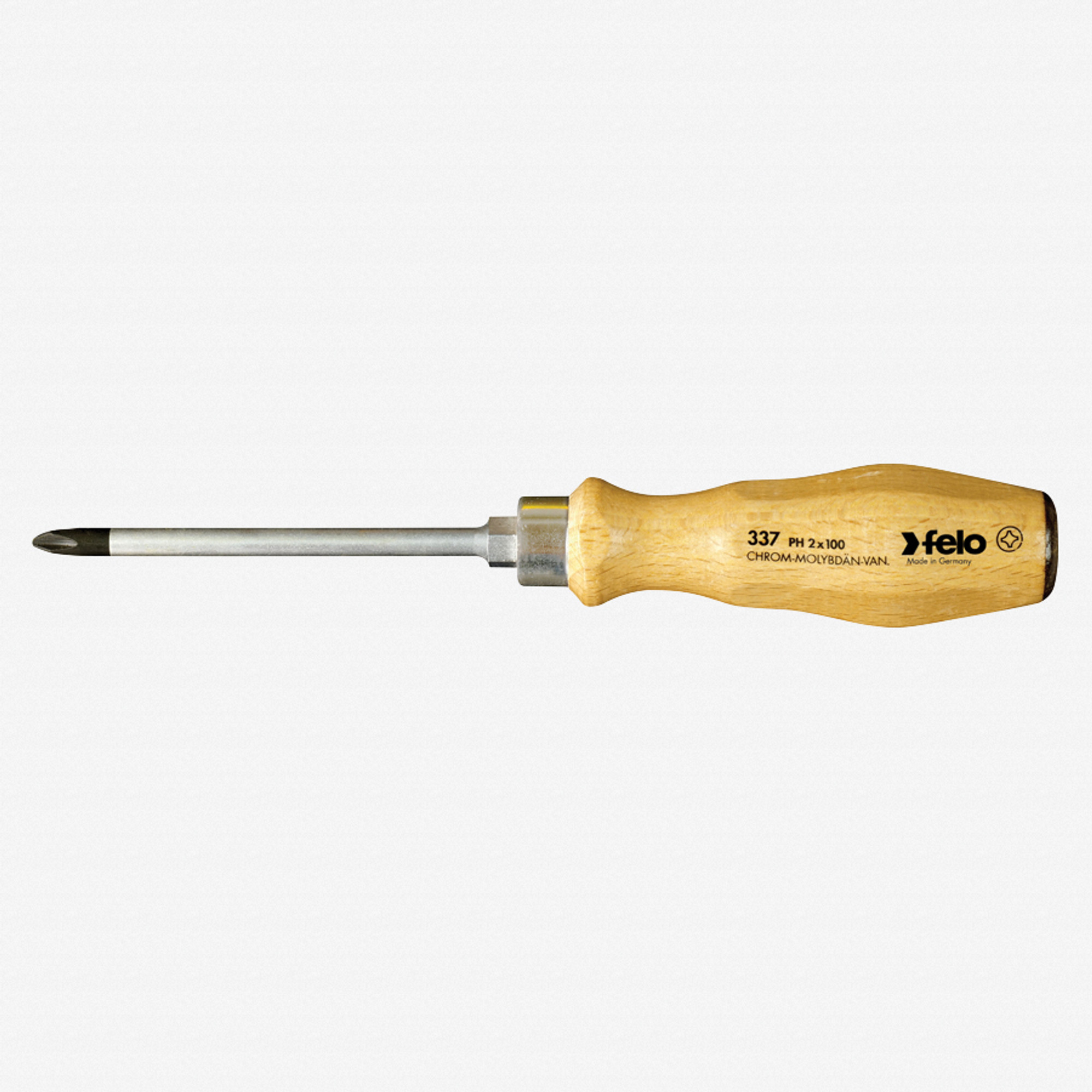 Felo #1 x 80mm Wood Handle Pozidriv Screwdriver