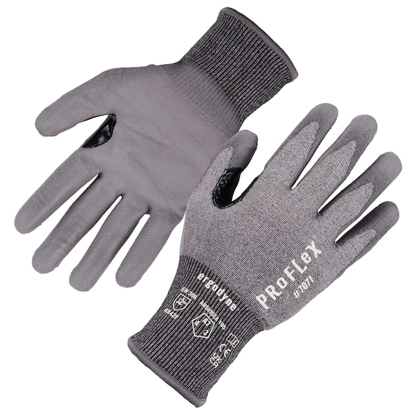 Protección Proflex de Ergodyne Guantes Cubiertos de PU ANSI A7 CR, Gris, Talla L - 7071