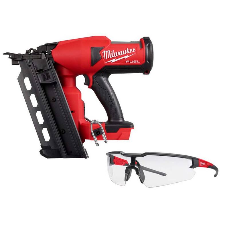 Engrampadora dúplex inalámbrica Milwaukee M18 FUEL de 18 voltios con motor sin escobillas y batería de iones de litio (Herramienta Solamente) con lentes antirrayaduras transparentes para gafas de seguridad - 2844-20-48-73-2010