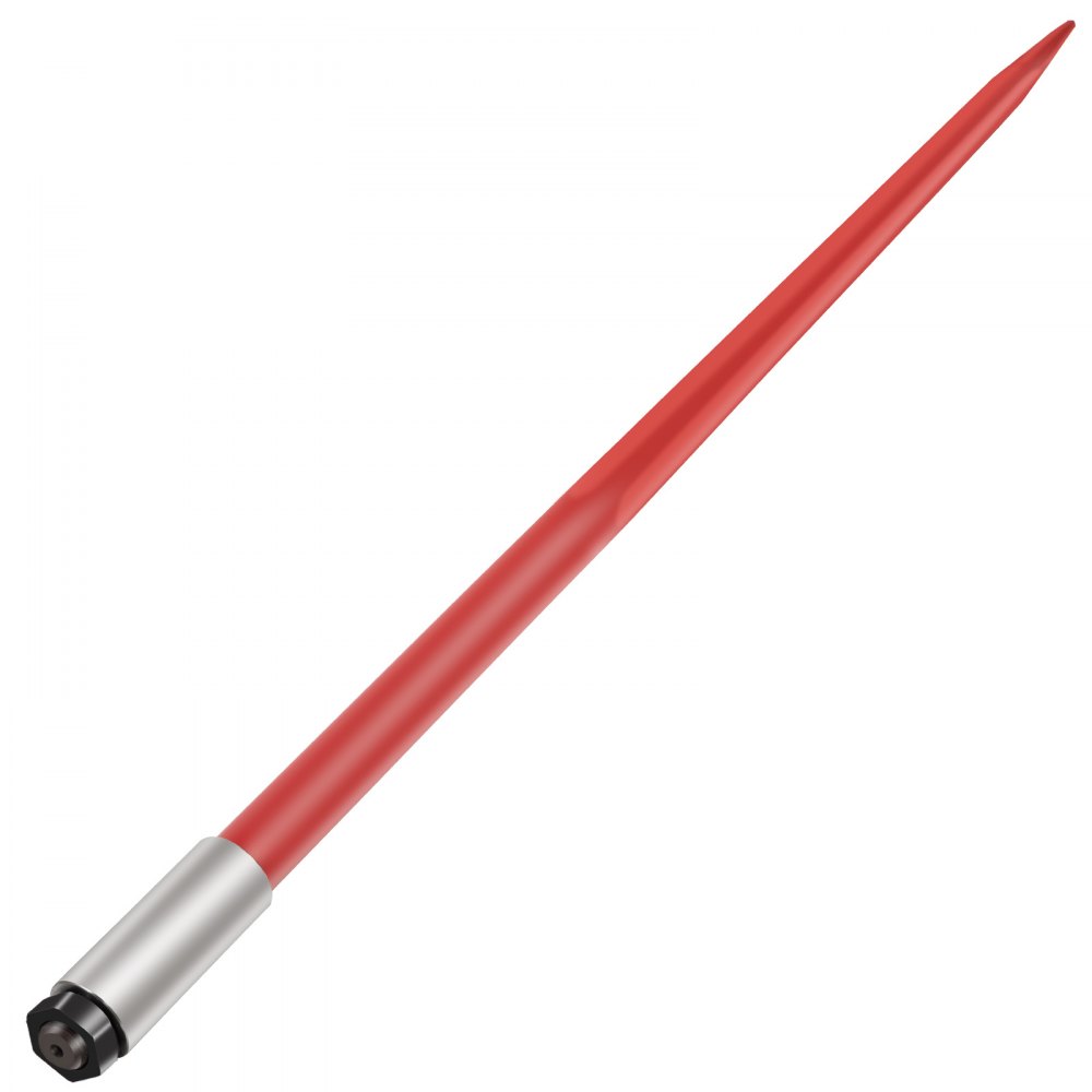 VEVOR Hay Spear 49" Bale Spear 4500 lbs Capacity, Bale Spike Quick Attach Square Hay Bale Spears 1 3/4" wide, Red Coated Bale Forks, Bale Hay Spike with Hex Nut & Sleeve for Buckets Tractors Loaders - CM45X1250-4500HS1V0