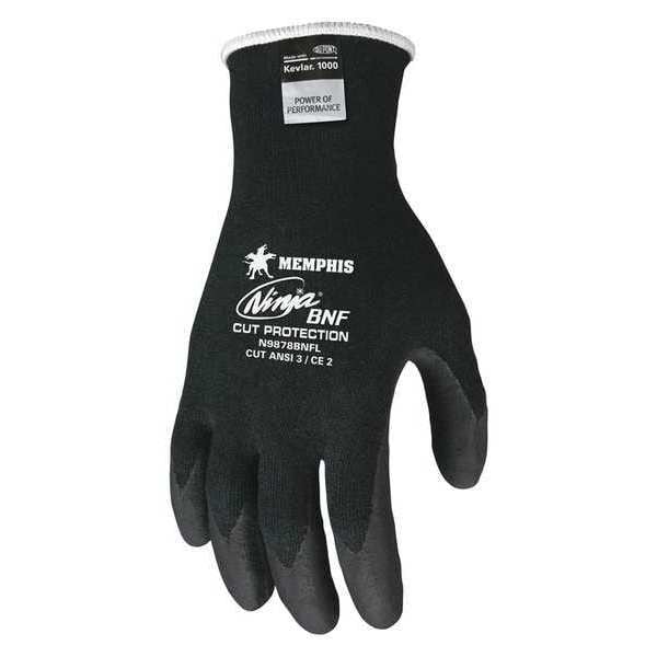 Guantes recubiertos con resistencia a cortes Mcr Safety, nivel de corte A3, calibre 18, color negro, L - N9878BNFL