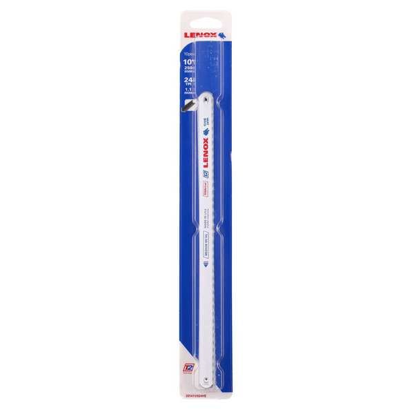 Lenox Hacksaw Blade, 10In, 24TPI, Bi-Metal, PK10 - 20141-V024HE