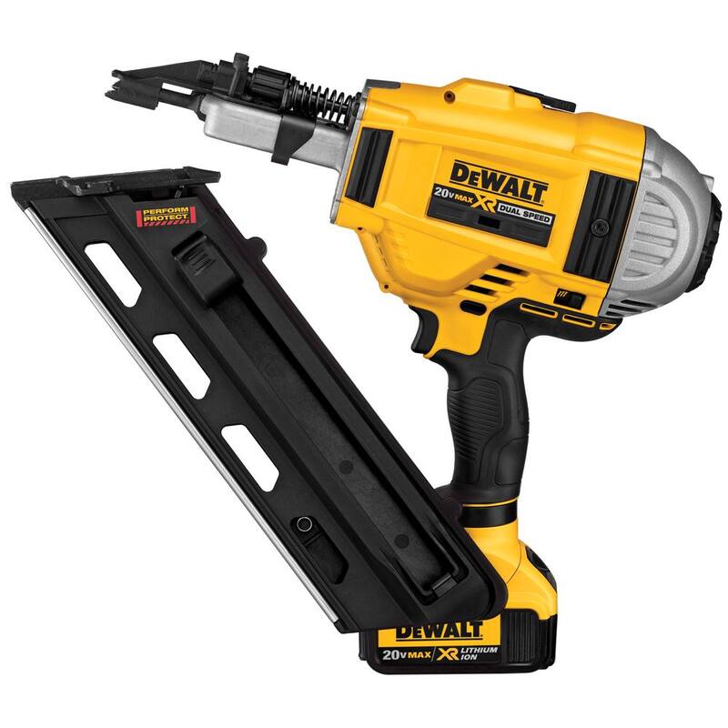 
Kit de clavadora de armazón sin cable sin escobillas DEWALT 20-Volt MAX XR de 30 grados de 2 velocidades con clavadora de brads de calibre 18 (herramienta solamente) - DCN692M1680B