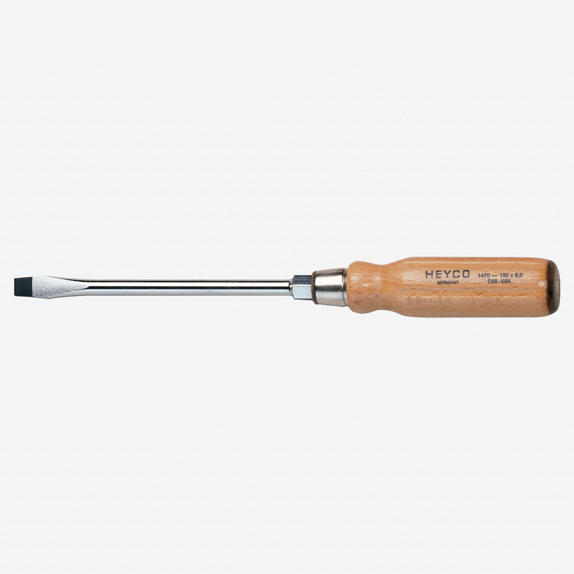Heyco Slotted Engineers' Screwdriver with Hardwood Handle, 12mm