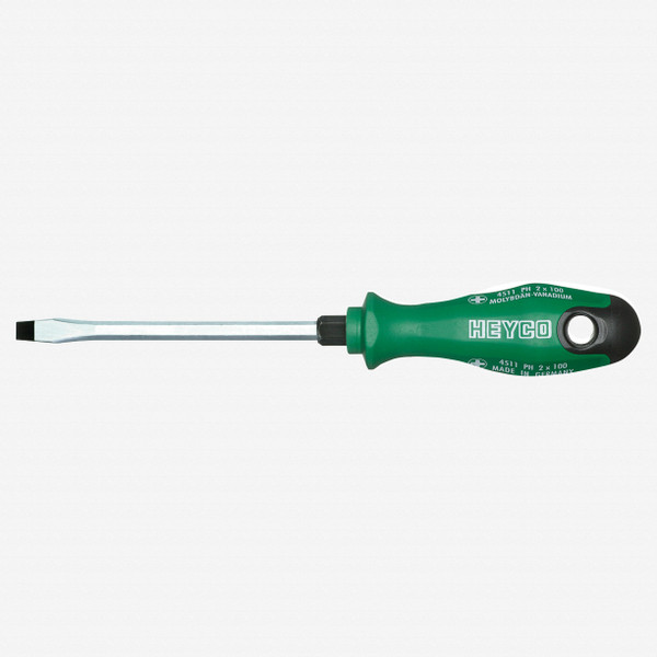 Heyco Slotted Engineers' Screwdriver with 2K Handle, 10mm with Hexagon Blade and Bolster