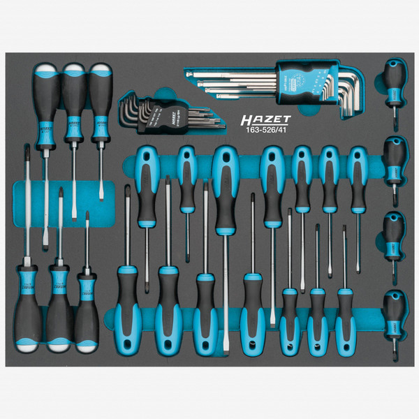 Hazet 163-526/41 Screwdriver and L-Key Set in Foam Tray, Metric, 41 Pieces