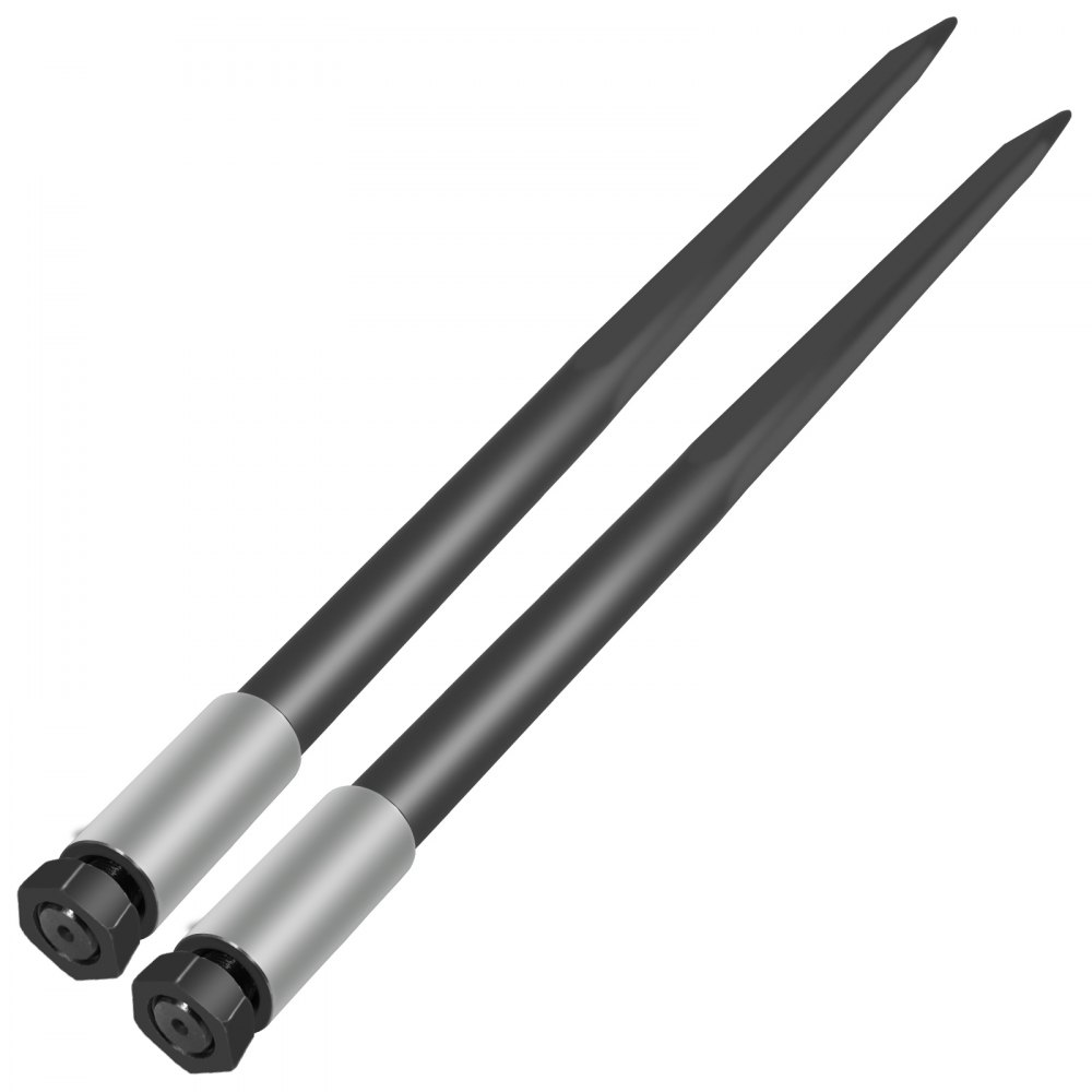 VEVOR Hay Spear Spears 49" Hay Bale Spear Spike, 4000 lbs Capacity Quick Attach Square Hay Bale Spears, 2 Pics Black Bale Forks, Bale Hay Spike with Hex Nut & Sleeve for Buckets Tractors Loaders - CM49YC4000DTT2Z01V0