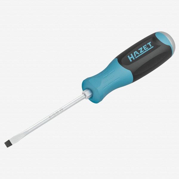 Hazet 811S-55 Slotted Screwdriver with 3K Handle and Striking Cap, 5.5 x 100 mm
