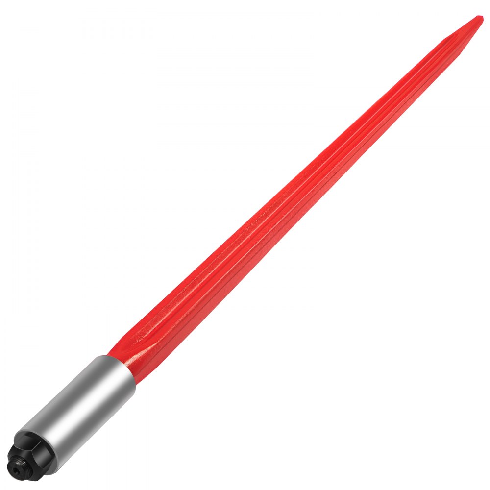 VEVOR Hay Spear 32" Bale Spear 1350 lbs Capacity, Bale Spike Quick Attach Square Hay Bale Spears 1.4" Wide, Red Coated Bale Forks, Bale Hay Spike with Hex Nut & Sleeve for Buckets Tractors Loaders - CM36X810-1350HS01V0
