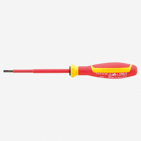Stahlwille 4660 Insulated Slotted Screwdriver VDE DRALL+, 2.5 x 75mm