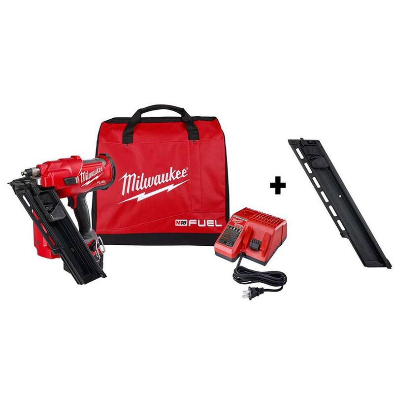 Milwaukee M18 FUEL 3-1/2 pulg. 18-Volt 30 grados Ion de Litio sin escobillas Clavadora inalámbrica para marcos con batería, capacidad extendida Mag - 2745-21-48-08-2745
