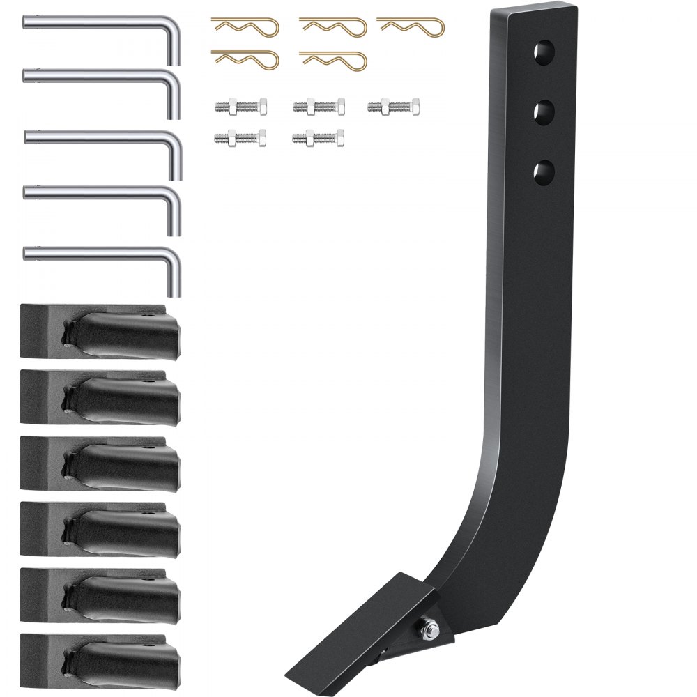VEVOR 5pcs Box Blade Shank, 16'' Scarifier Shank, 3 Holes Box Scraper Shank, Ripper Shank with Removable Tapered Teeth and Pins, Adjustable Shanks Assembly for Replacement, Digging, Plowing - LT3KHS5ZZ00000001V0