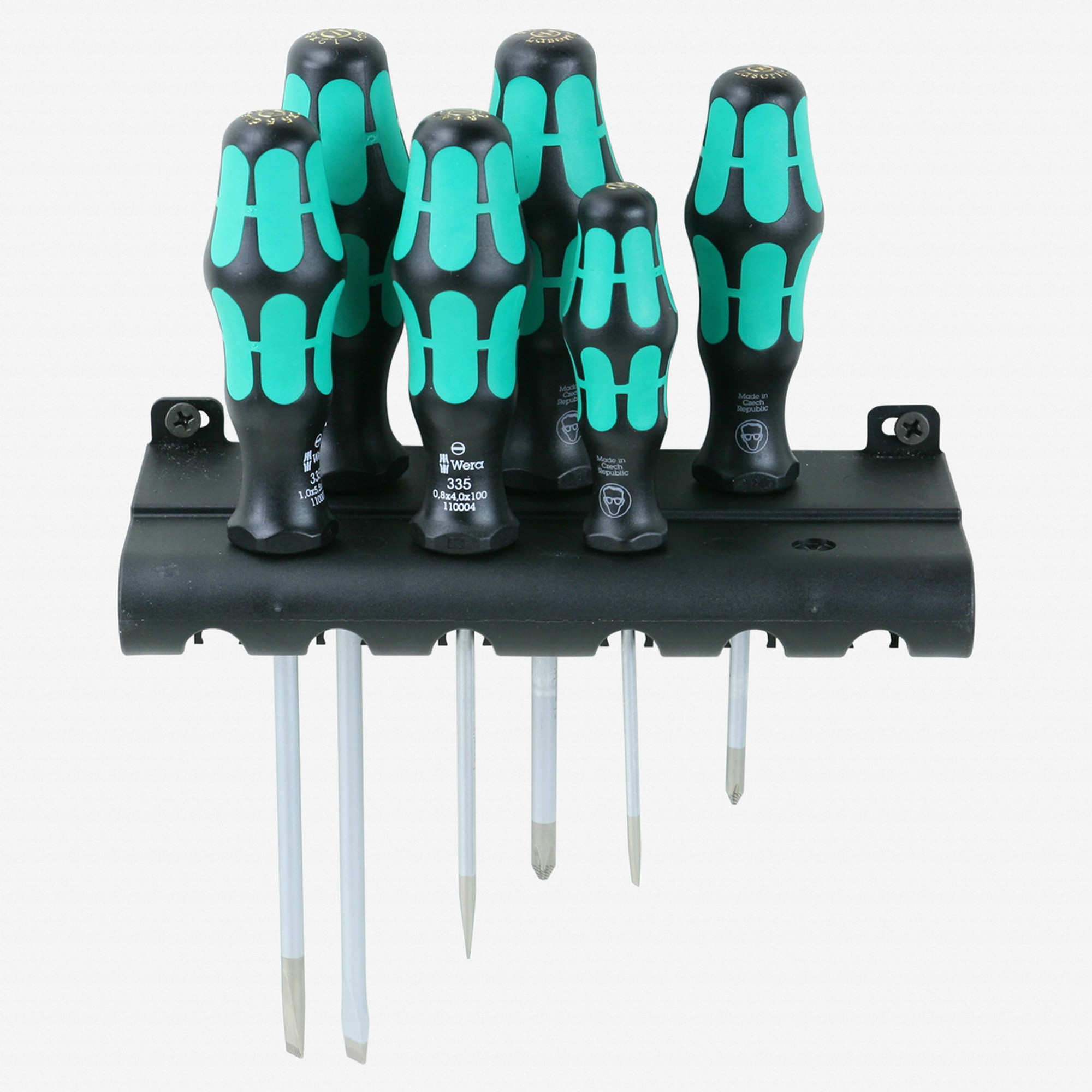 Wera 007681 Kraftform Plus Slotted/Pozidriv Screwdriver Set + Rack