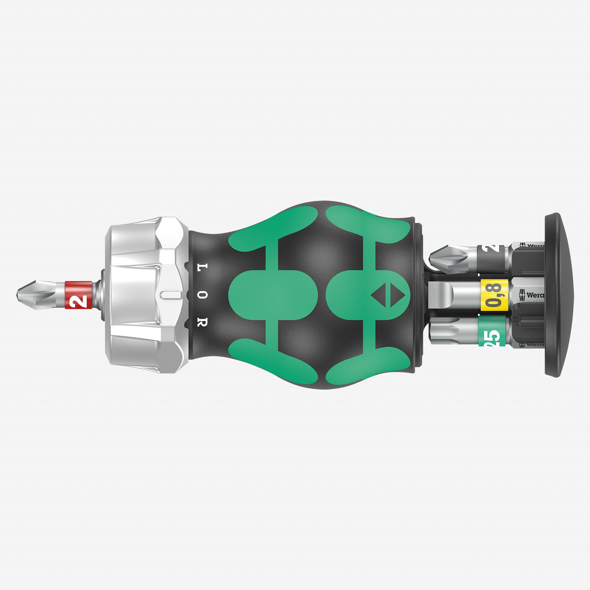Wera 008884 Kraftform Kompakt RA 2 Ratcheting Stubby Screwdriver with Bit Storage, 6 Pieces