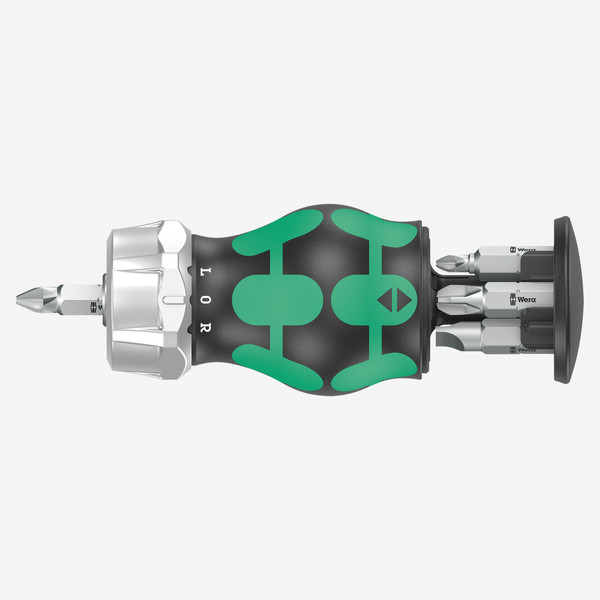 Wera 008885 Kraftform Kompakt RA 3 Ratcheting Stubby Screwdriver with Bit Storage, 6 Pieces