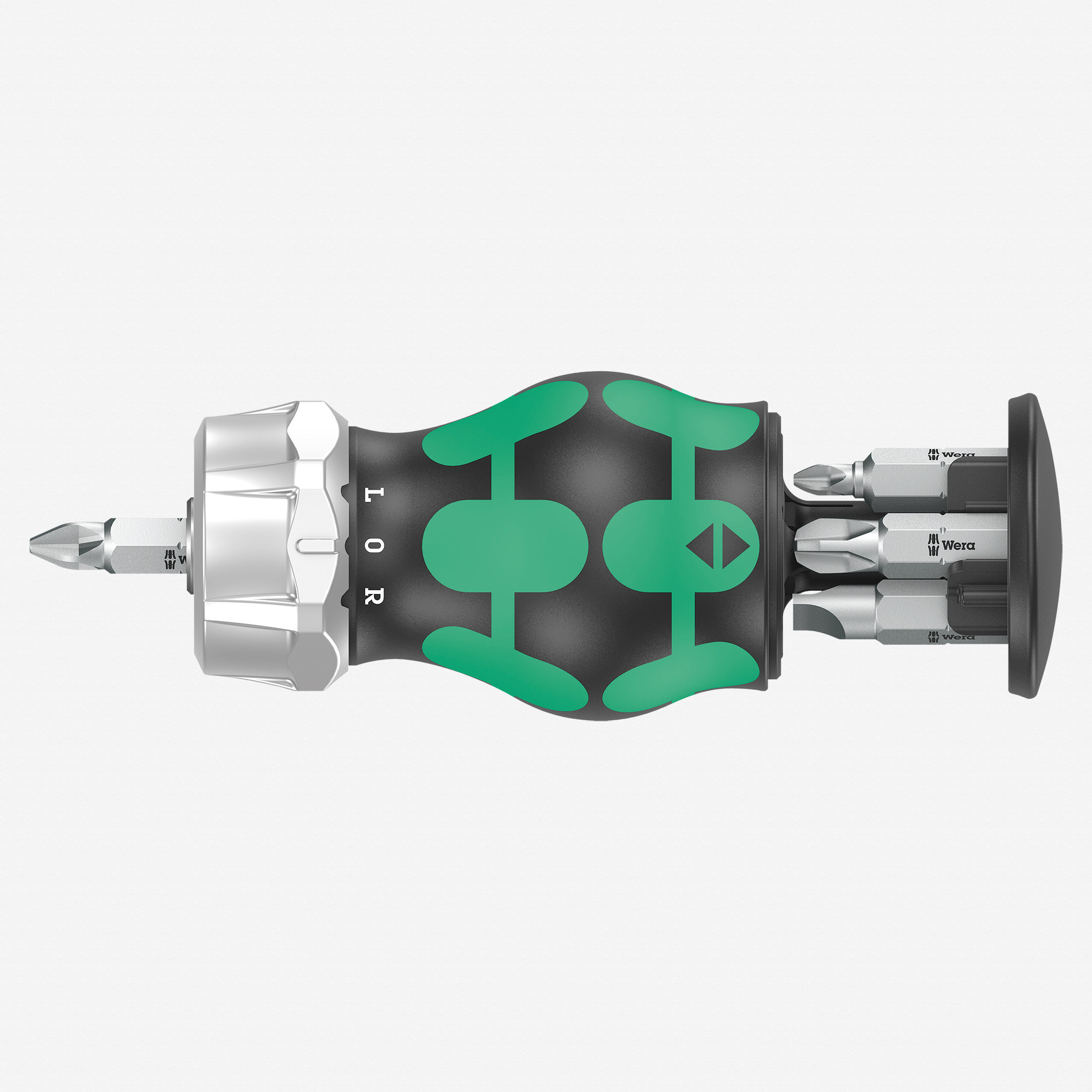 Wera 008885 Kraftform Kompakt RA 3 Ratcheting Stubby Screwdriver with Bit Storage, 6 Pieces