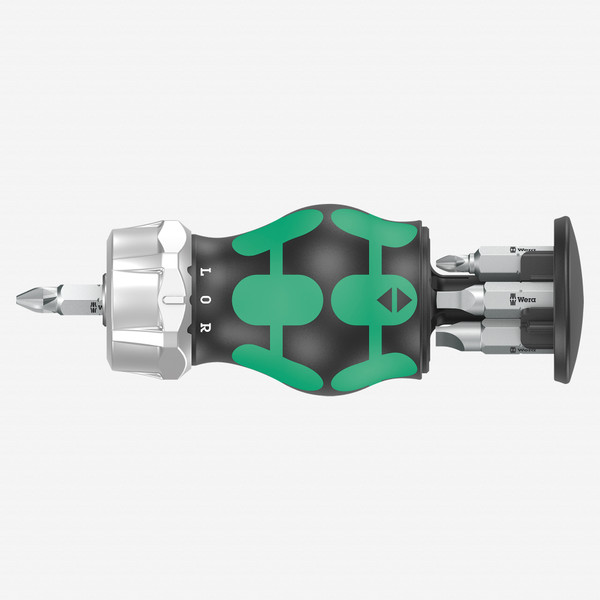 Wera 008886 Kraftform Kompakt RA 4 Ratcheting Stubby Screwdriver with Bit Storage, 6 Pieces
