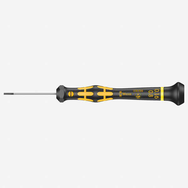 Wera 030099 ESD Kraftform 1578 A Micro Screwdriver for Slotted Screws, 0.16 x 0.8 x 40 mm