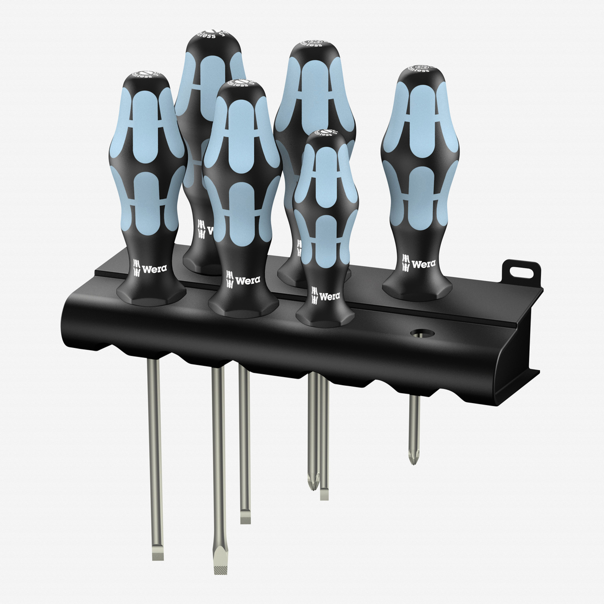 Wera 032063 Stainless Steel Slotted/Phillips/Pozidriv Screwdriver Set + Rack