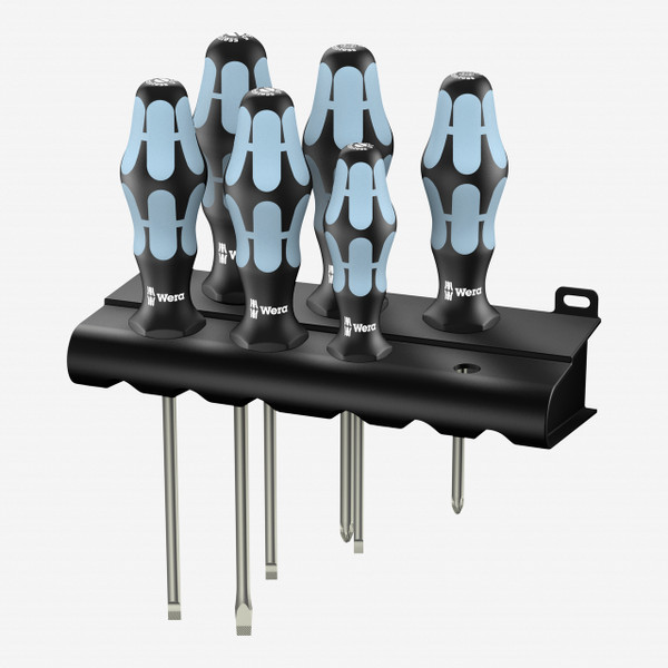 Wera 032063 Stainless Steel Slotted/Phillips/Pozidriv Screwdriver Set + Rack