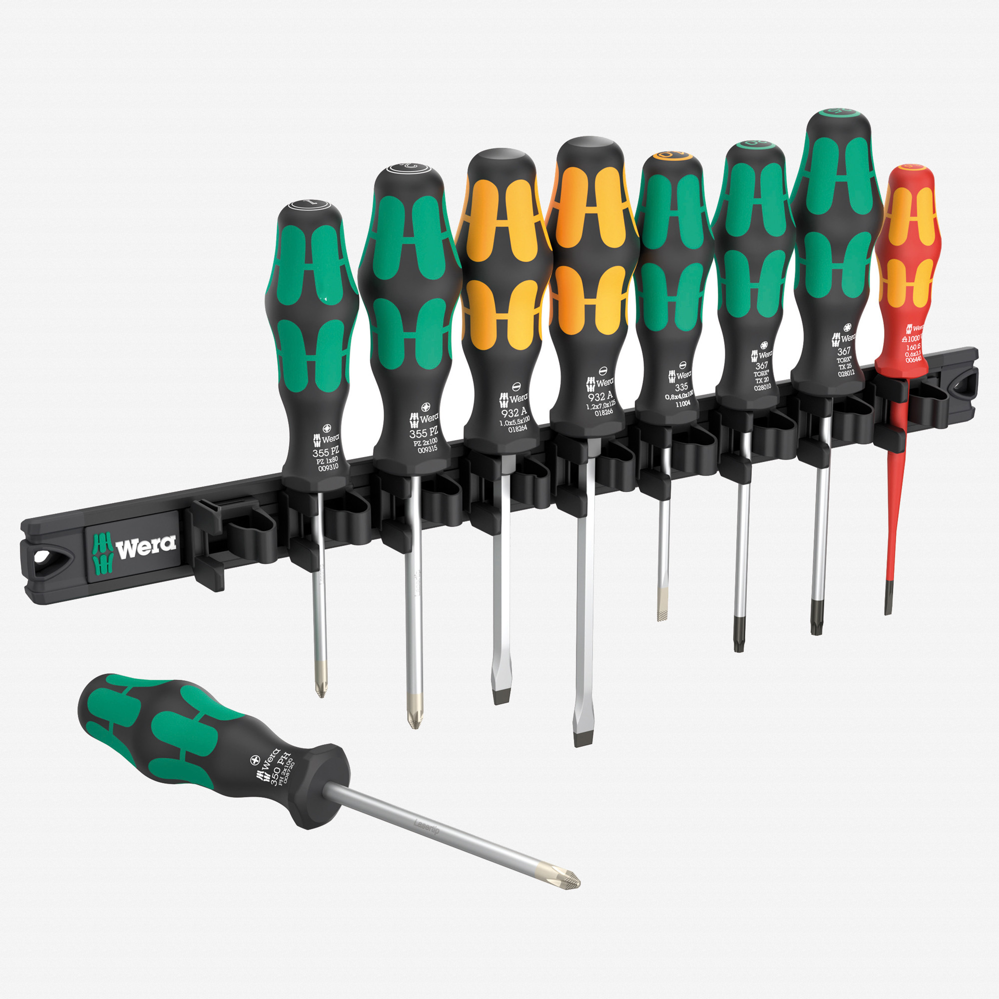 Wera 051012 9650 Magnetic Rail Kraftform Screwdriver Set, 9 Pieces