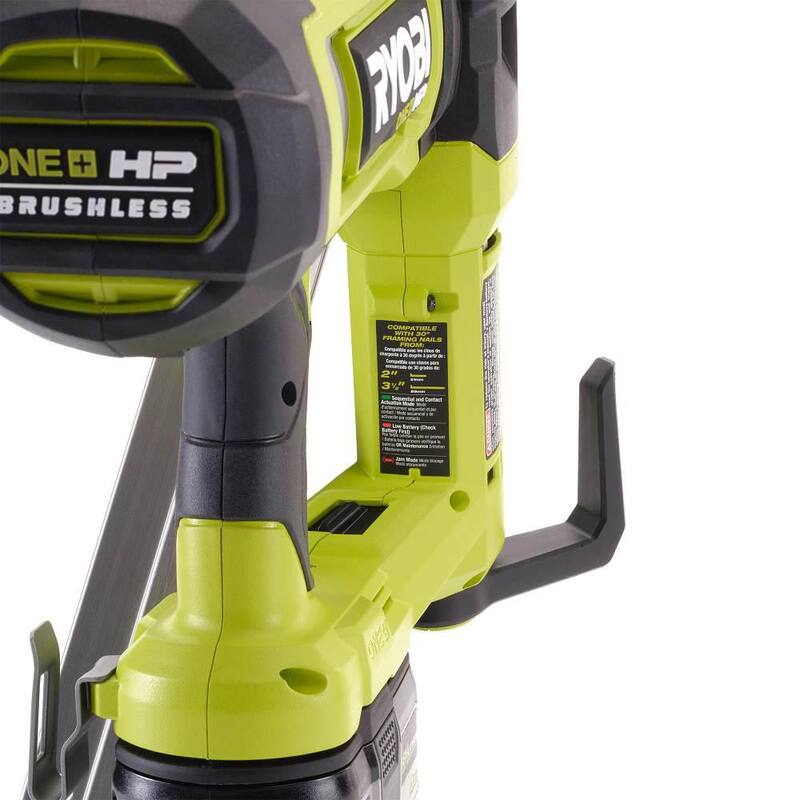 RYOBI ONE+ HP 18V Clavadora de armazón inalámbrica Brushless AirStrike de 30° con kit de batería de 4Ah, cargador y cargador de capacidad extendida de 30° - PBL350K-A102EM301