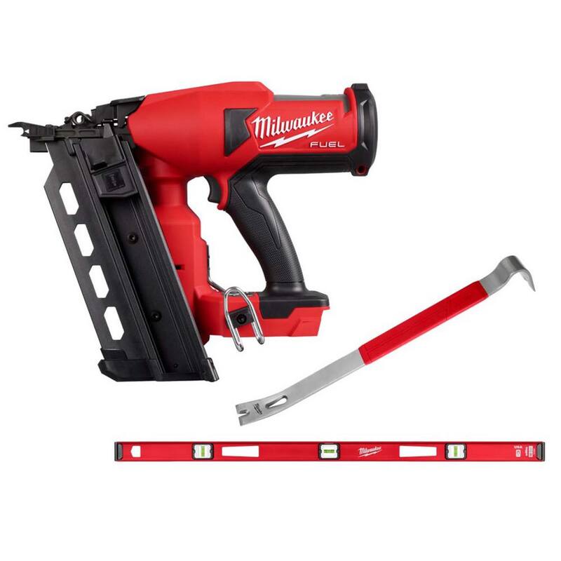 Clavadora dúplex sin escobillas Milwaukee M18 FUEL de 18 voltios con iones de litio (solo herramienta) con barra de palanca de 21 pulgadas y nivel de 48 pulgadas - 2844-20-48-22-9042-MLIBM48
