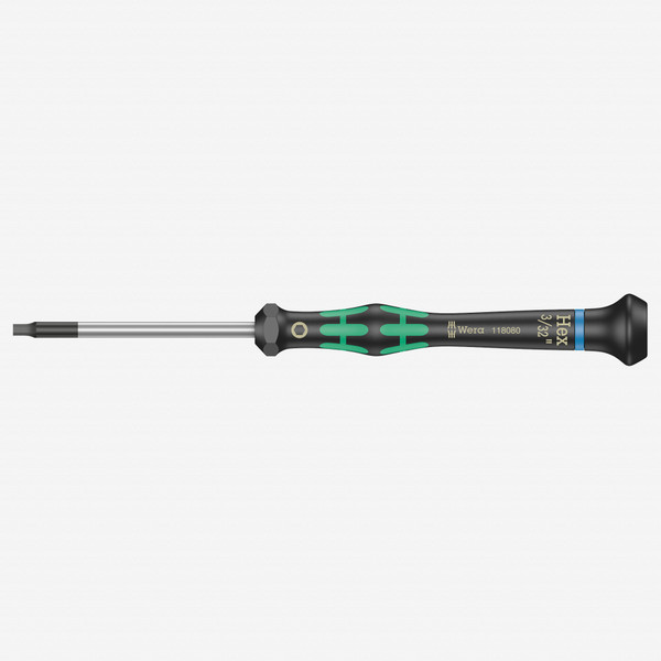 Wera 118080 3/32" x 60mm Kraftform Micro Hex Precision Screwdriver